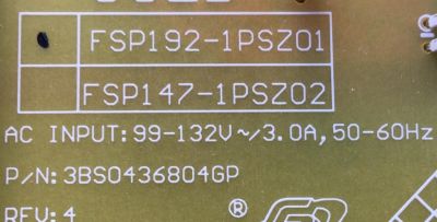 FUENTE PARA TV VIZIO / NUMERO DE PARTE 050006051190 / PSP192-1PSZ01 / 20I627I75314801 / 18W044101 / PANEL LSC650FN04-J01 / MODELO E65-F0 LAUSWVKU 	 - Imagen 3
